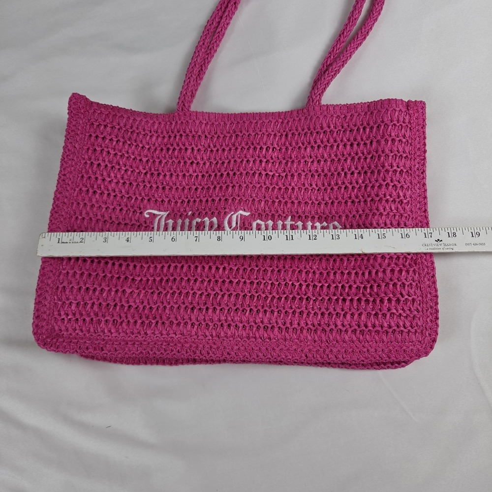 Juicy Couture Hot Pink Beach Tote Weave Straw - Picture 2 of 5